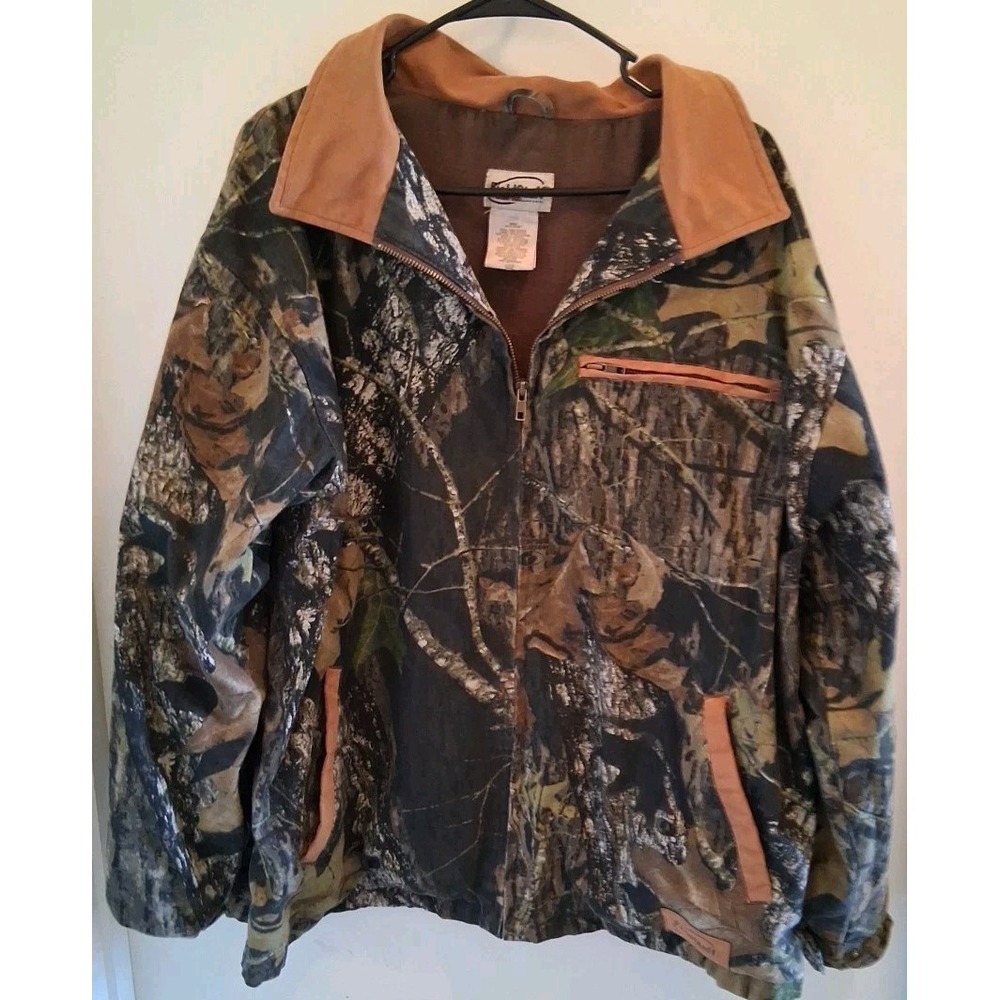 Vintage‎ Fieldstaff Mossy Oak Hunter Woodland Camo Duck Jacket Size Large